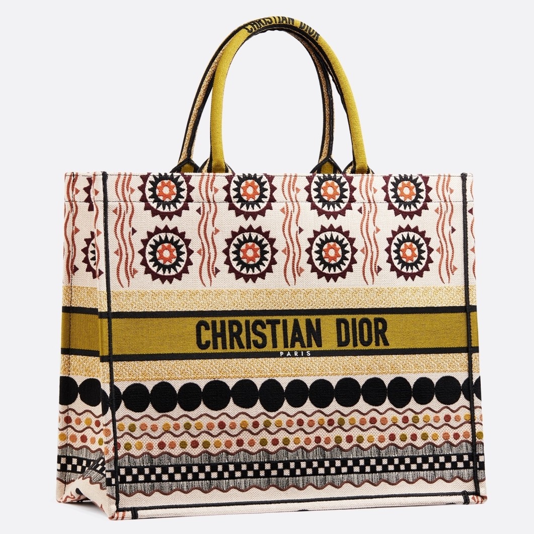 D*or book tote bag in multicolored geometric canvas