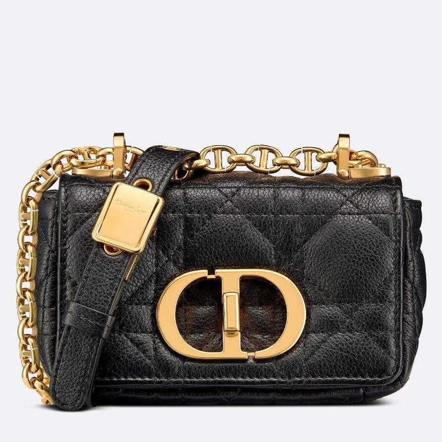 D*or micro caro bag in black cannage calfskin