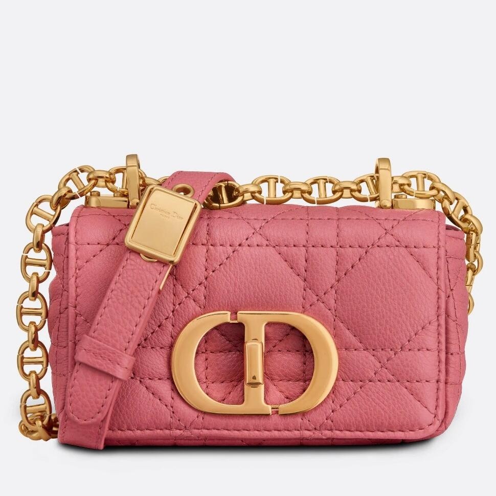 D*or micro caro bag in pink cannage calfskin