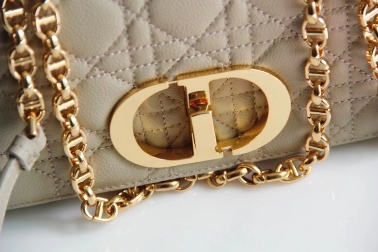 D*or small caro bag in beige cannage calfskin