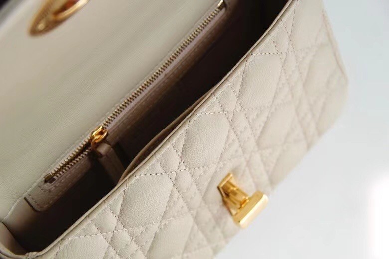 D*or small caro bag in beige cannage calfskin