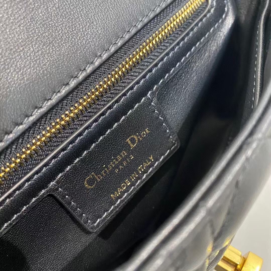 D*or small caro bag in black cannage calfskin