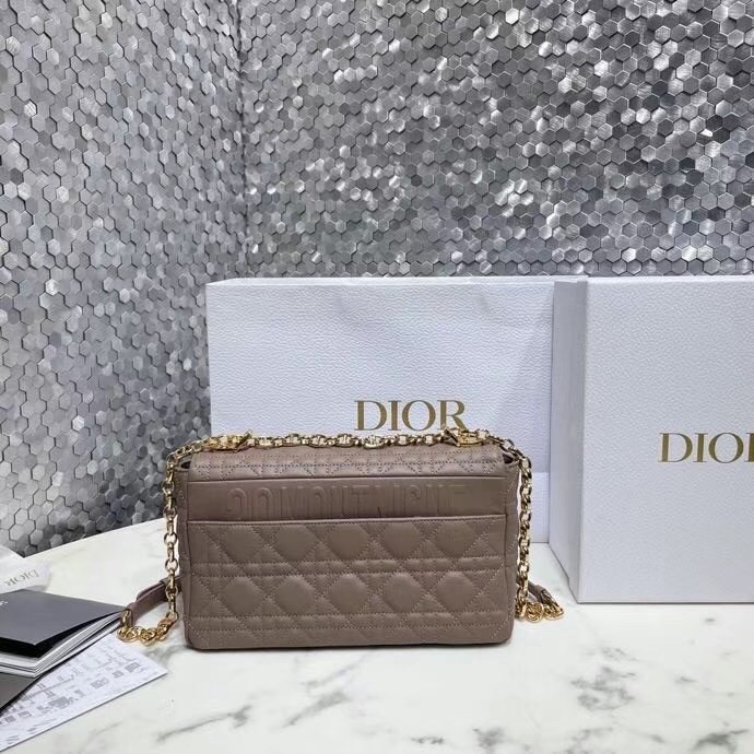 D*or caro medium bag in taupe cannage calfskin