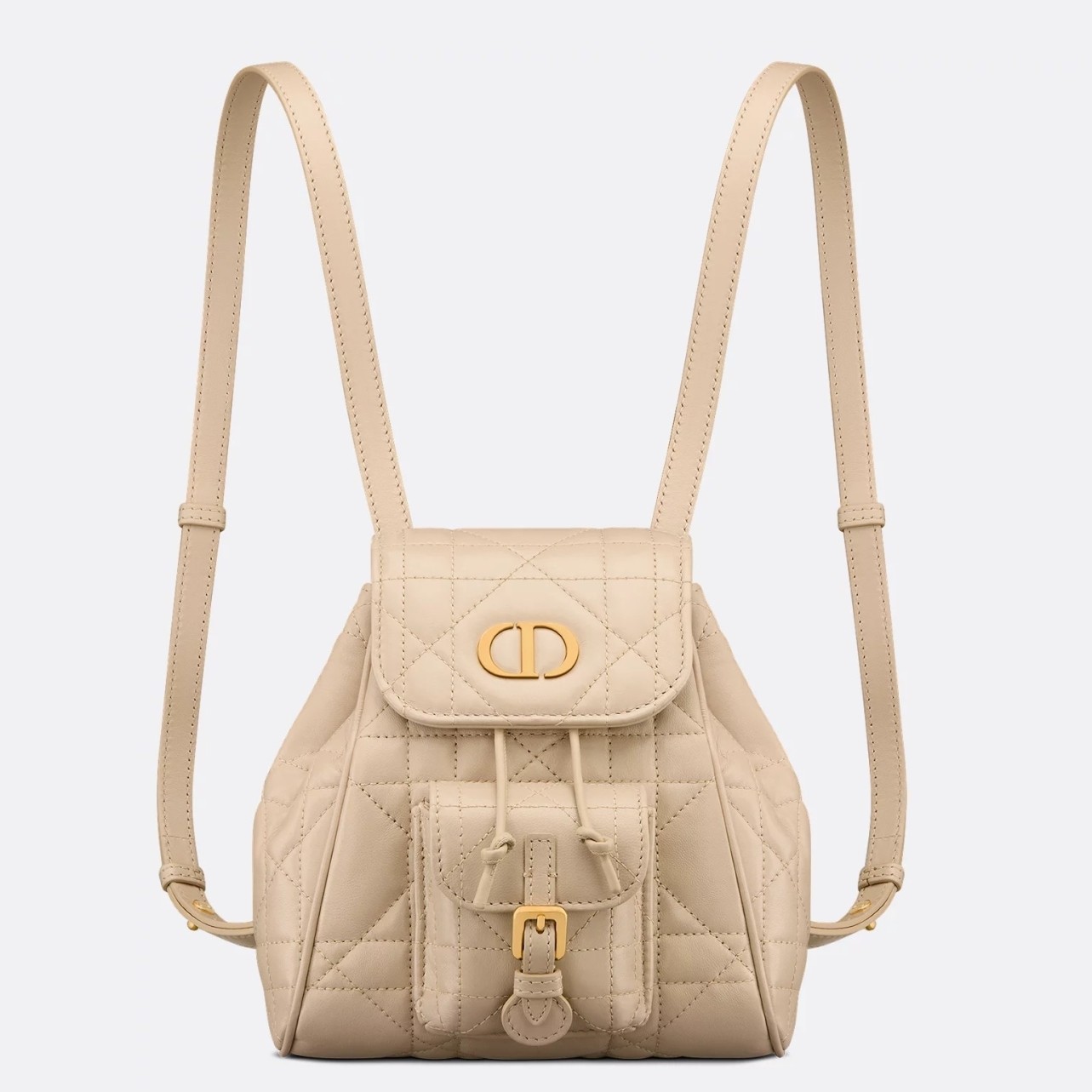 D*or caro small backpack in beige macrocannage lambskin