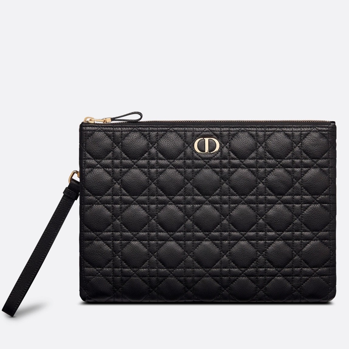 D*or large caro daily pouch in black calfskin