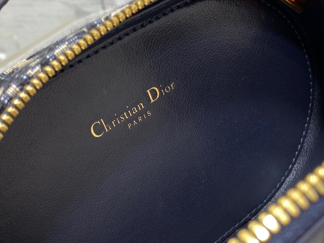 D*or cd signature oval camera bag in blue D*or oblique jacquard