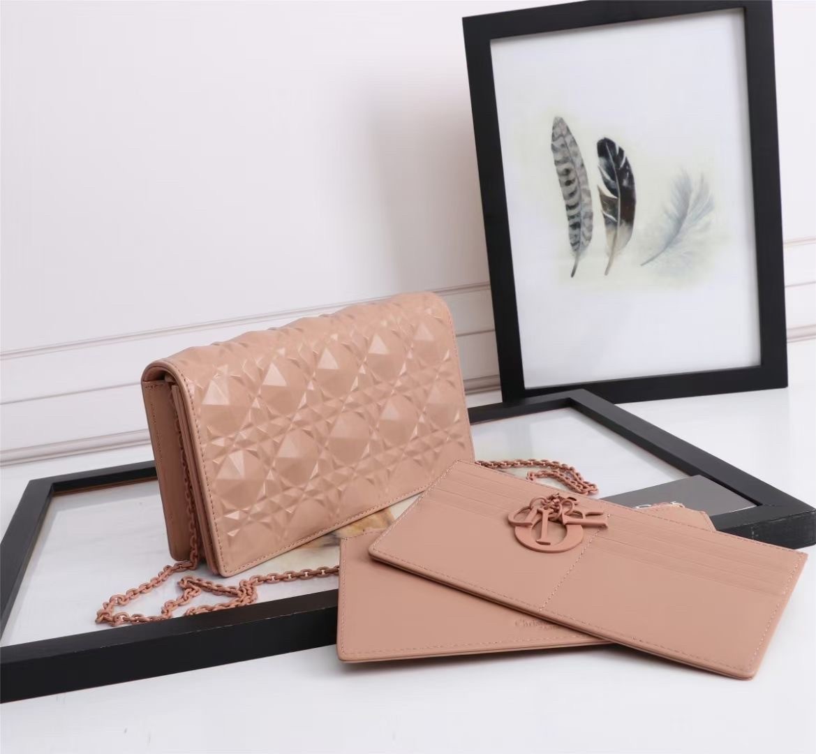 D*or lady D*or pouch in poudre diamond calfskin