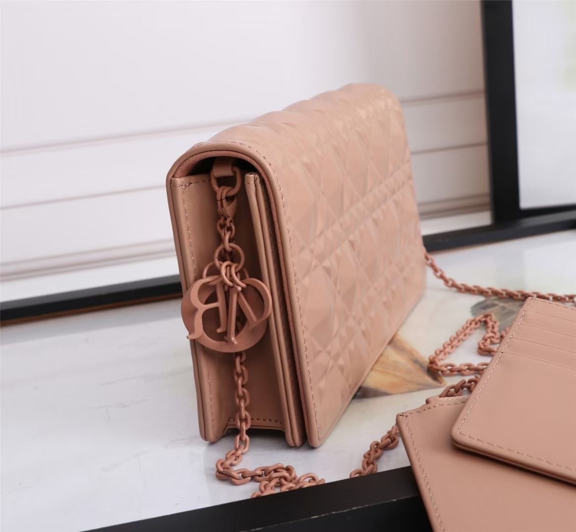 D*or lady D*or pouch in poudre diamond calfskin
