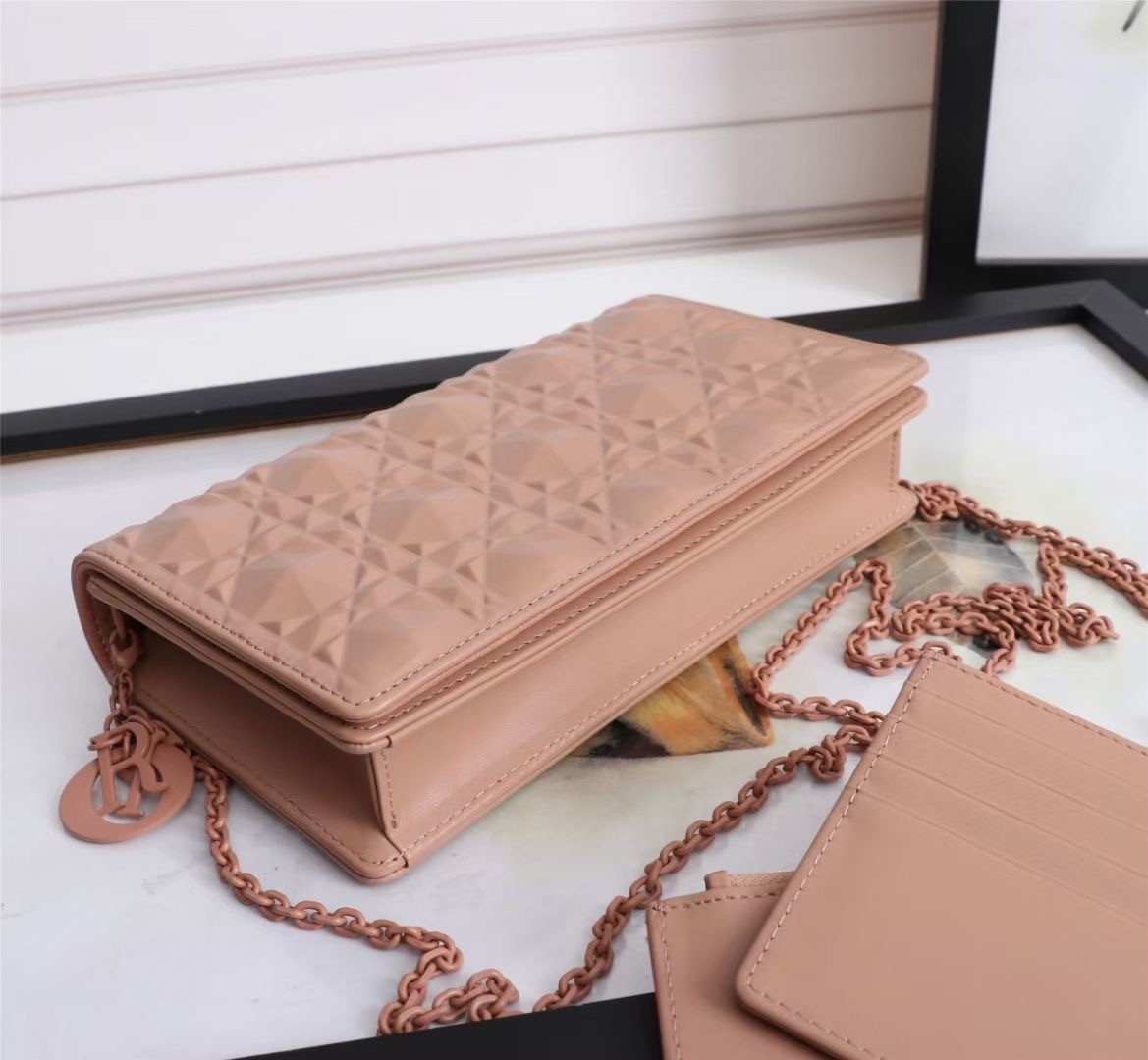 D*or lady D*or pouch in poudre diamond calfskin