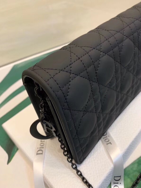 D*or lady D*or ultra black clutch with chain