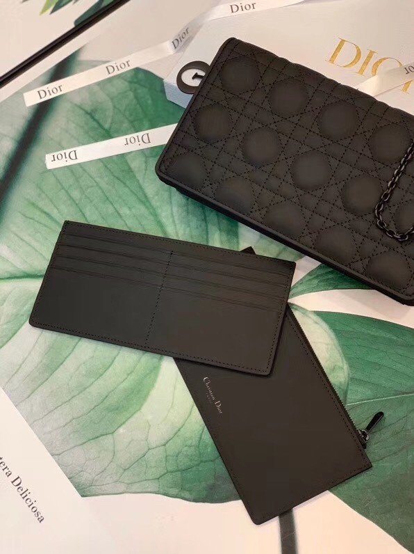 D*or lady D*or ultra black clutch with chain