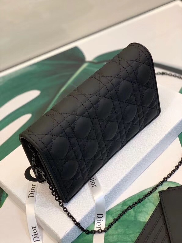 D*or lady D*or ultra black clutch with chain