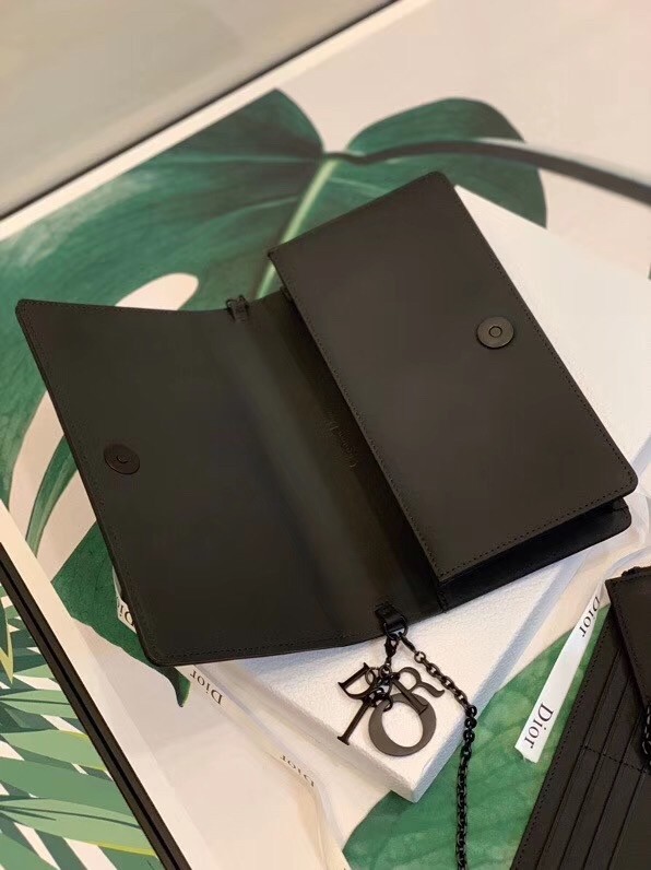 D*or lady D*or ultra black clutch with chain