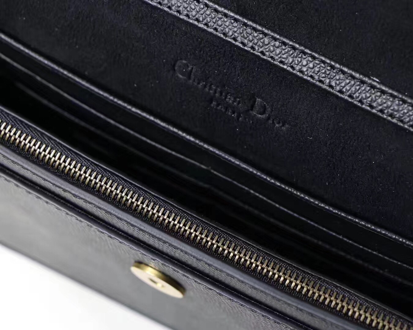 D*or black calskin saddle chain clutch