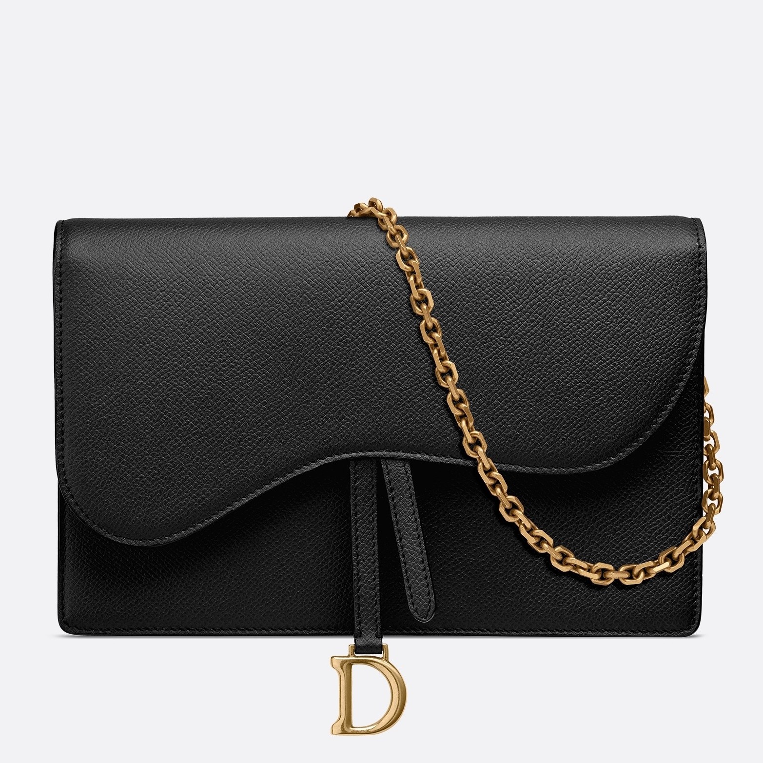 D*or black calskin saddle chain clutch
