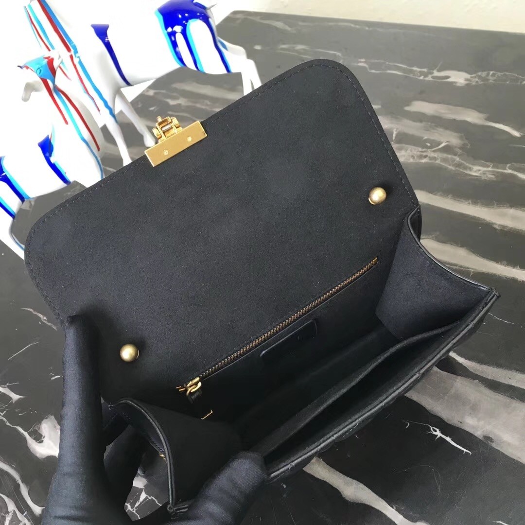 D*or small D*oraddict flap bag in black lambskin