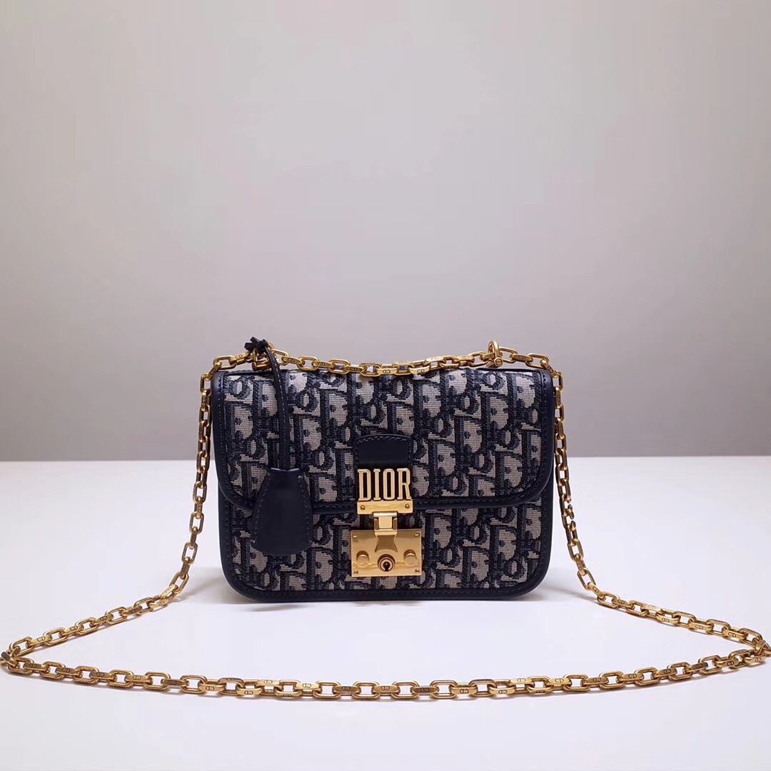 D*or small D*oraddict flap bag in blue oblique canvas