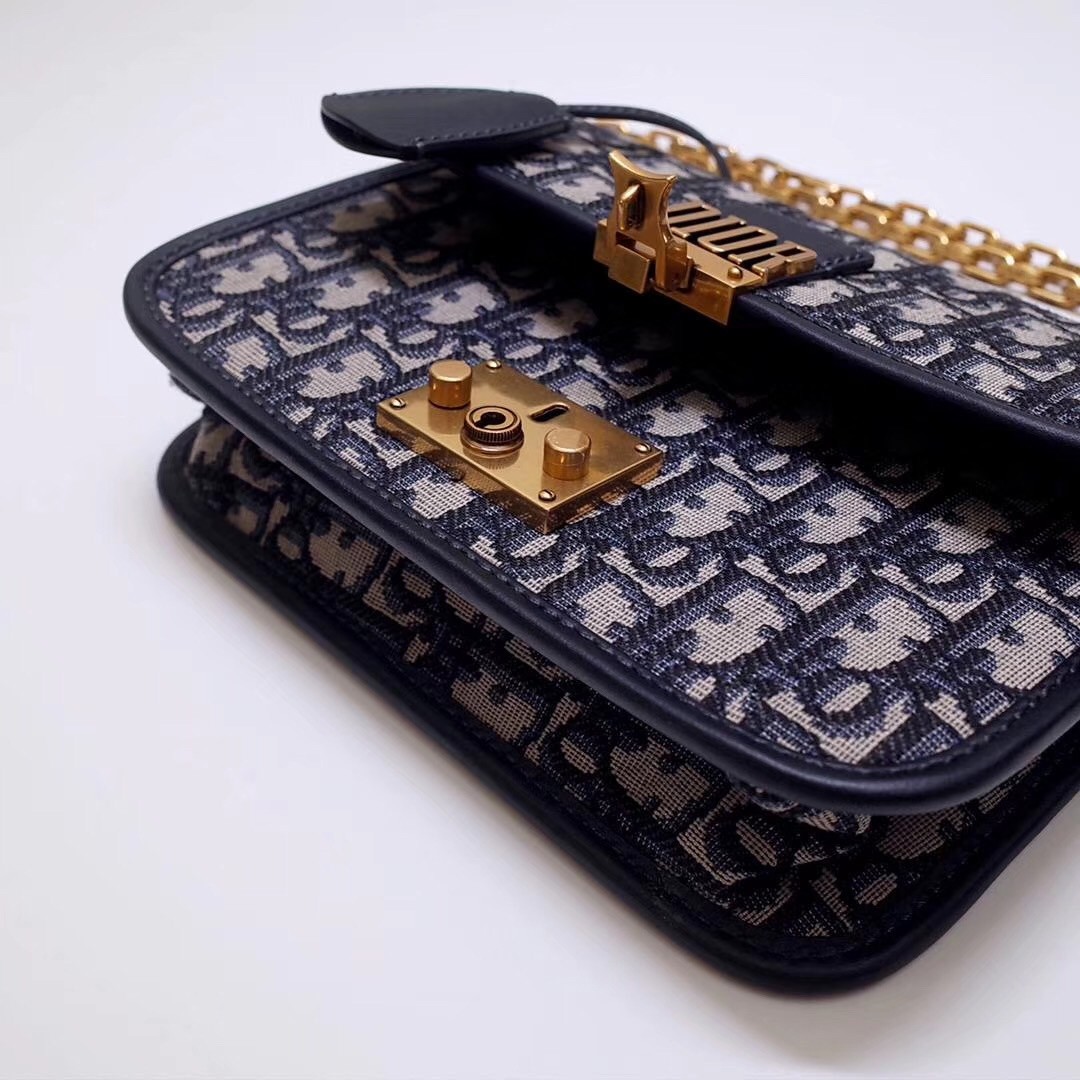 D*or small D*oraddict flap bag in blue oblique canvas