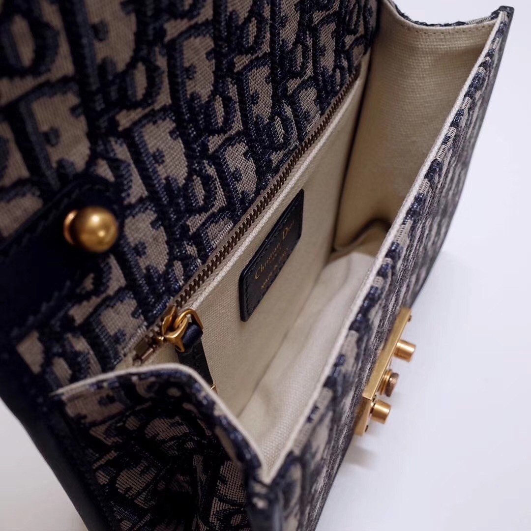 D*or small D*oraddict flap bag in blue oblique canvas