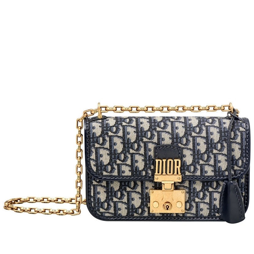 D*or small D*oraddict flap bag in blue oblique canvas