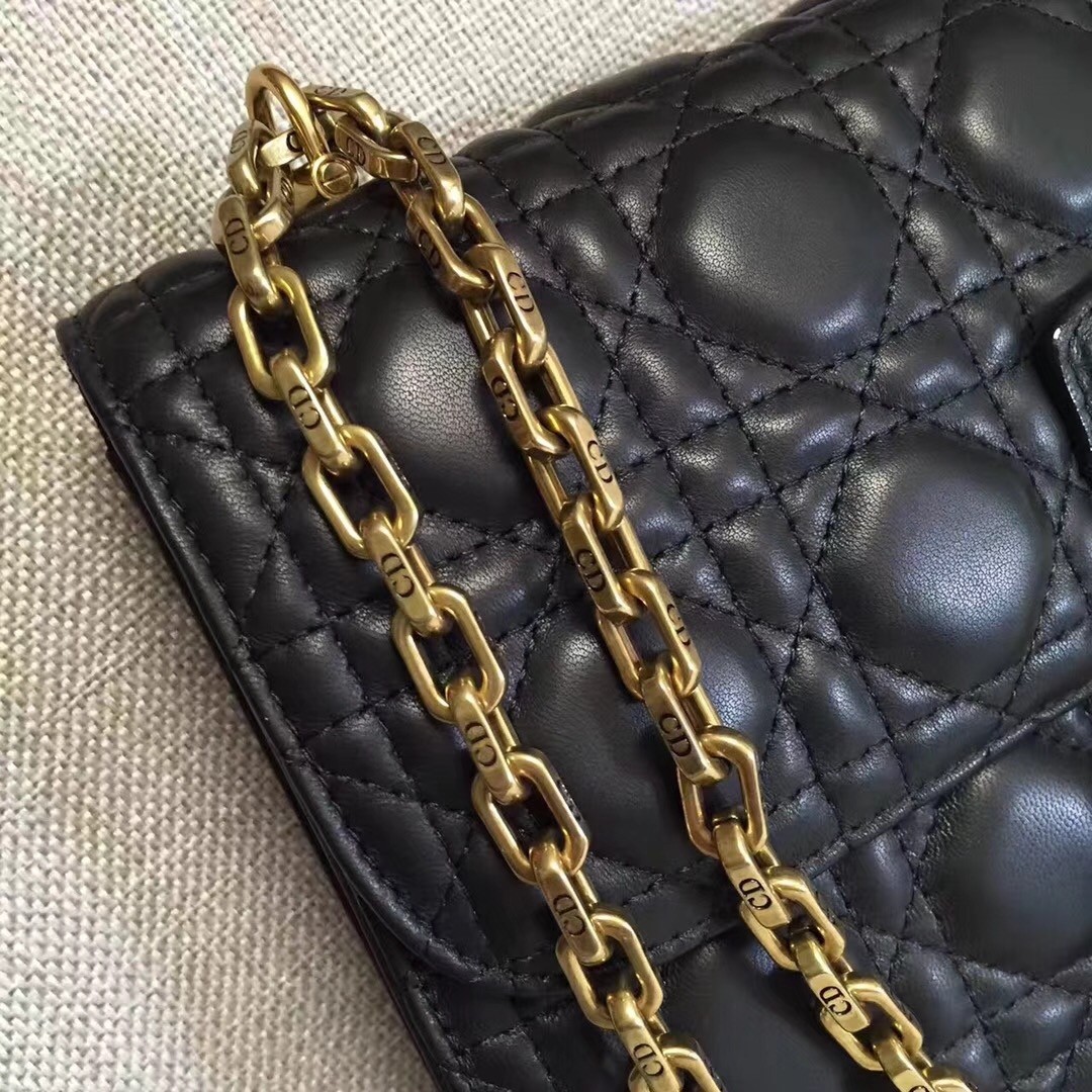 D*or D*oraddict flap bag in black lambskin