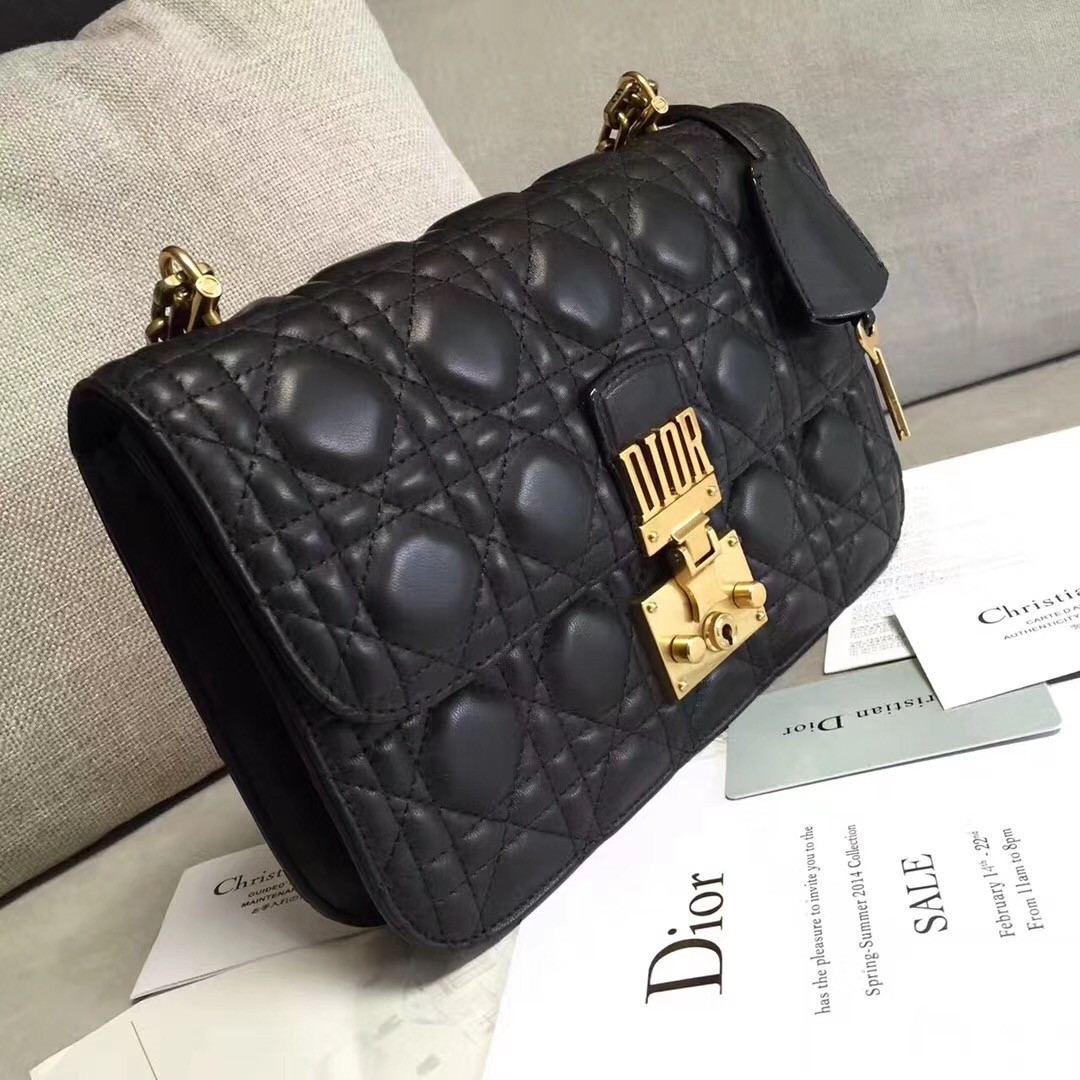 D*or D*oraddict flap bag in black lambskin