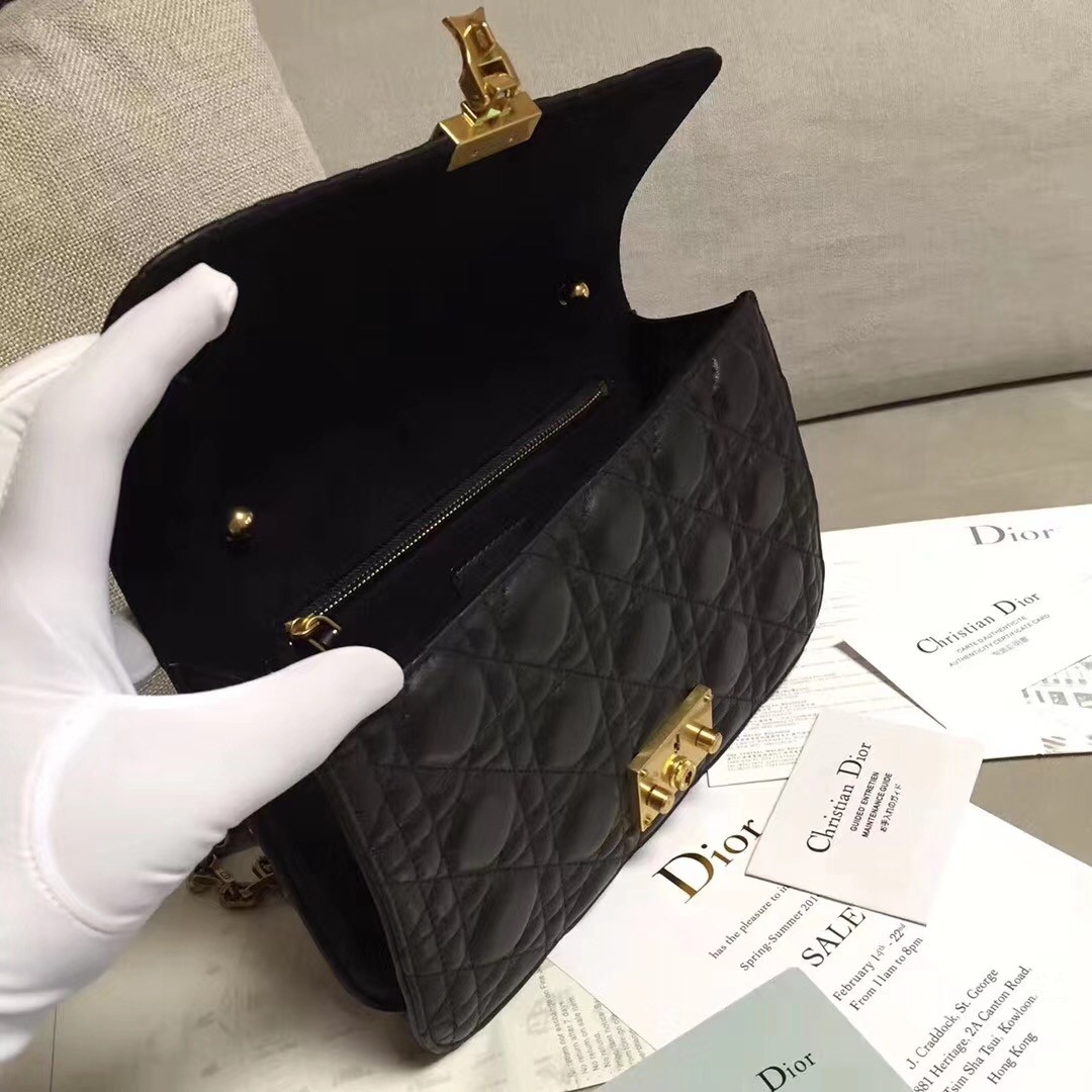 D*or D*oraddict flap bag in black lambskin