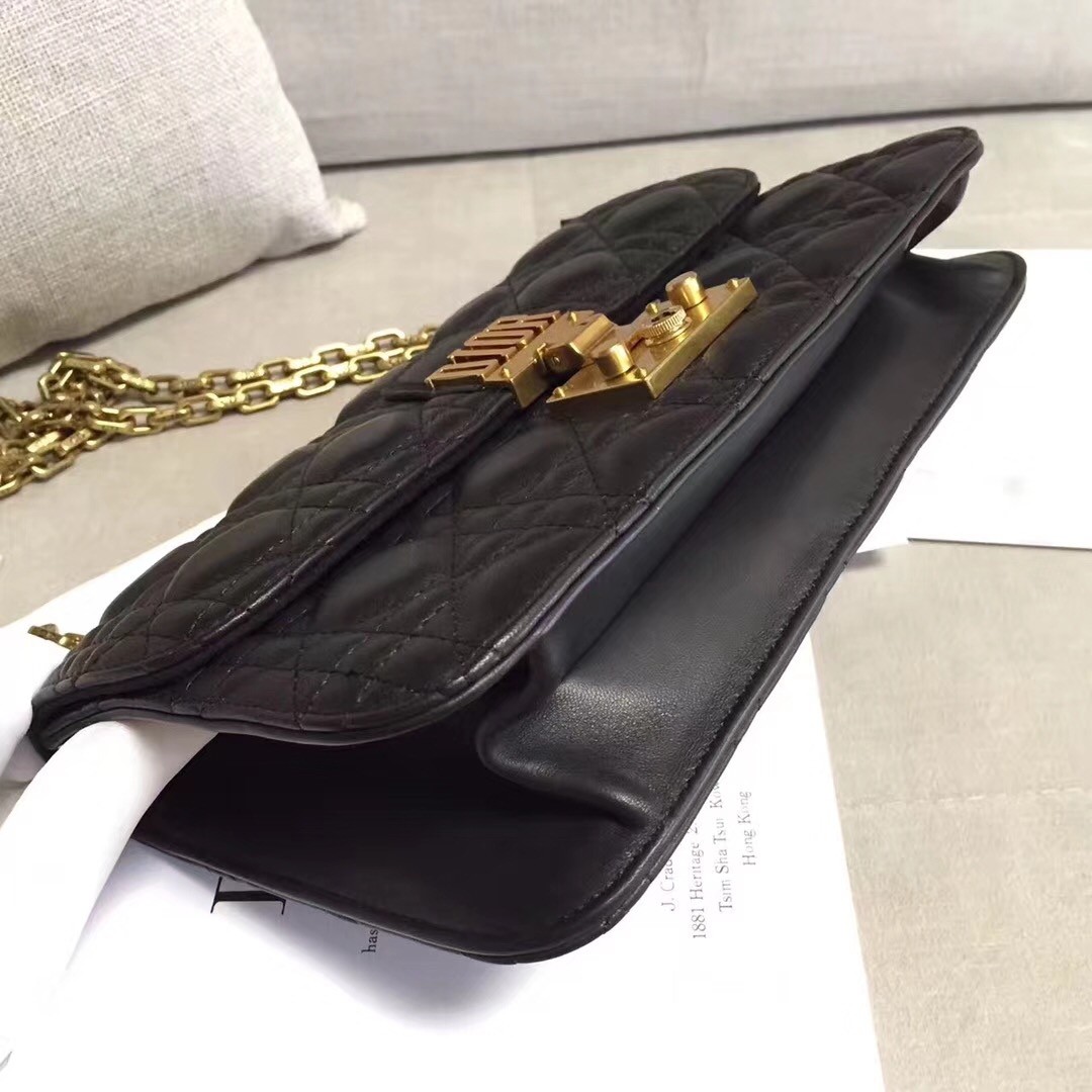 D*or D*oraddict flap bag in black lambskin