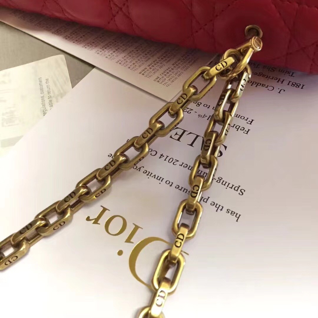 D*or D*oraddict flap bag in red lambskin