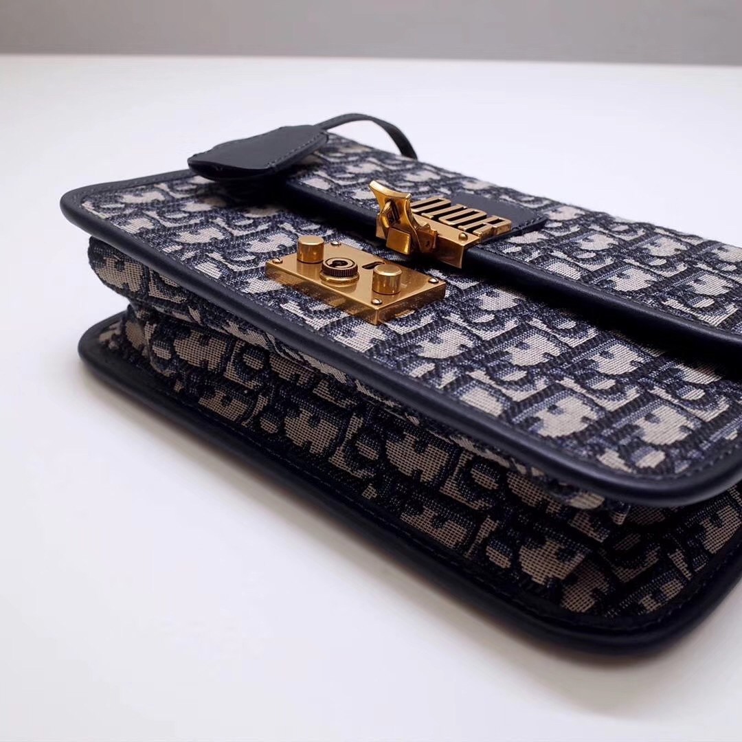 D*or D*oraddict flap bag in blue oblique canvas
