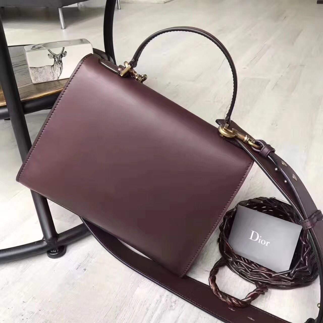D*or D*oraddict tote bag in bordeaux calfskin