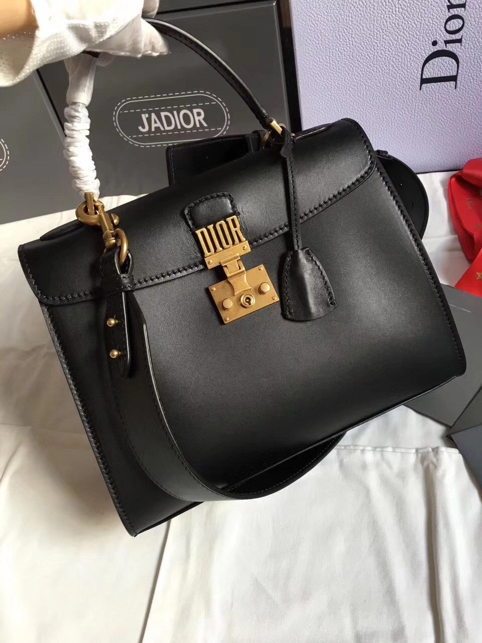 D*or D*oraddict tote bag in black calfskin
