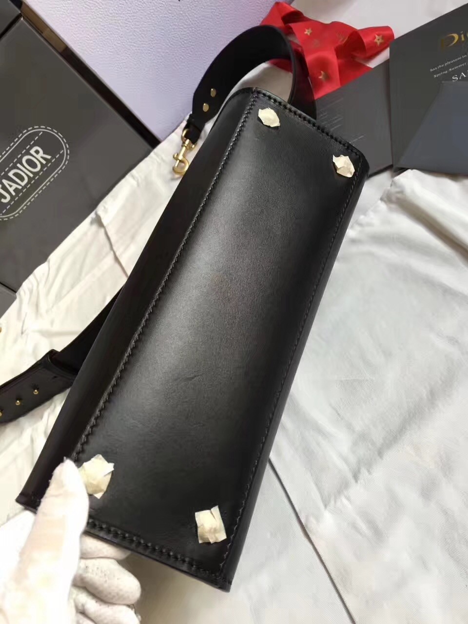D*or D*oraddict tote bag in black calfskin