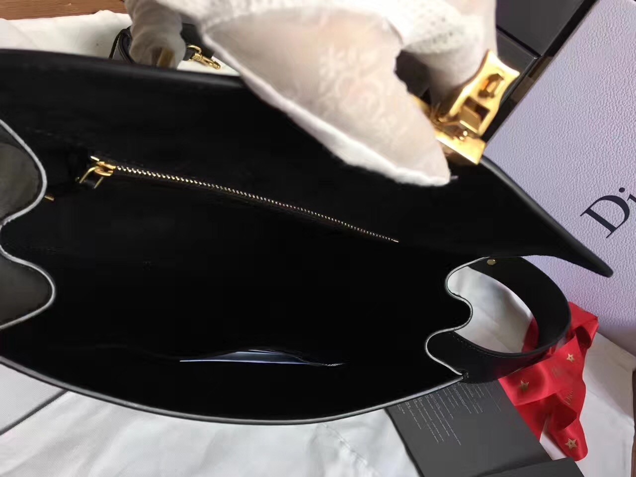 D*or D*oraddict tote bag in black calfskin