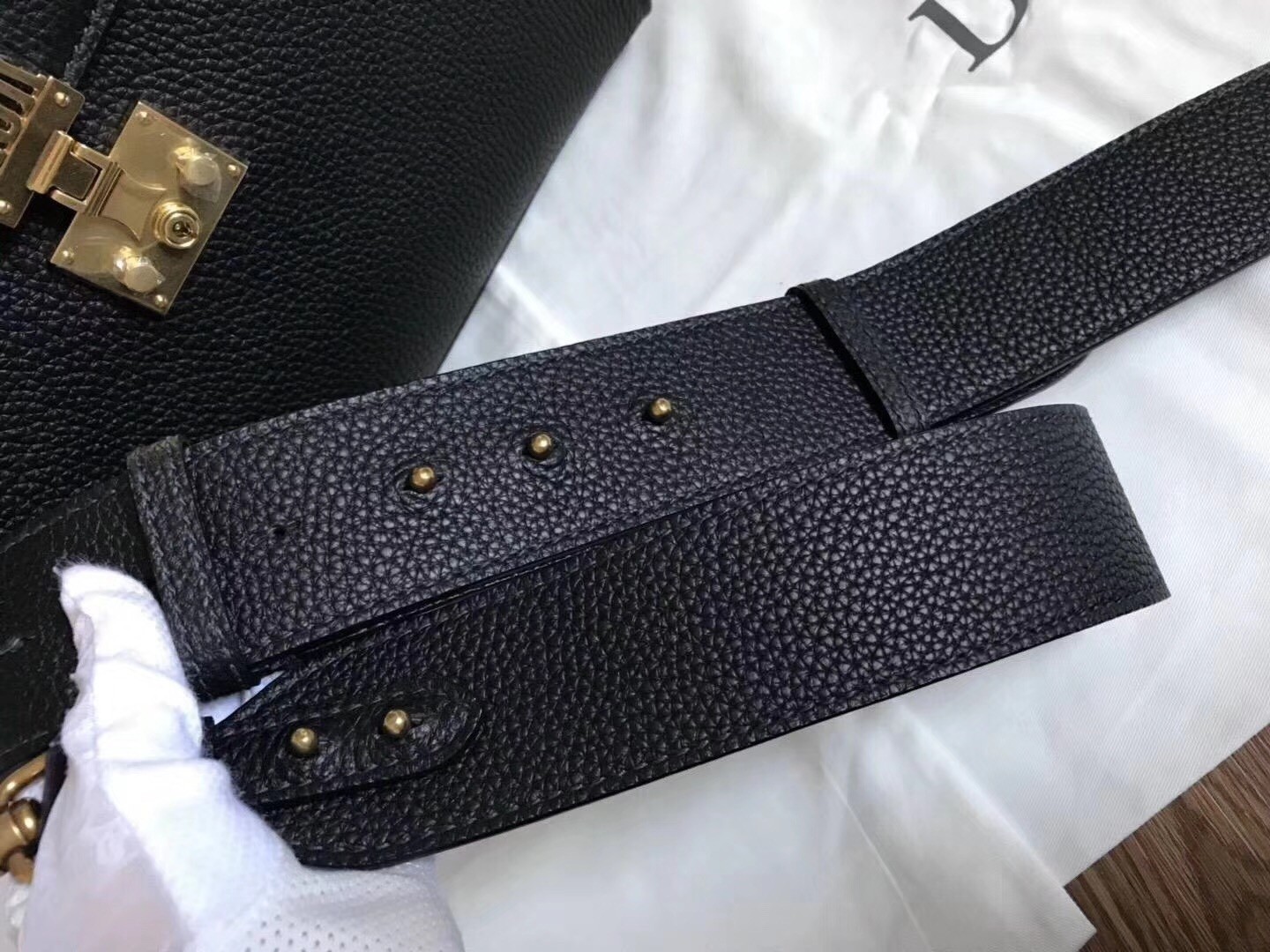 D*or D*oraddict tote bag in black grained leather