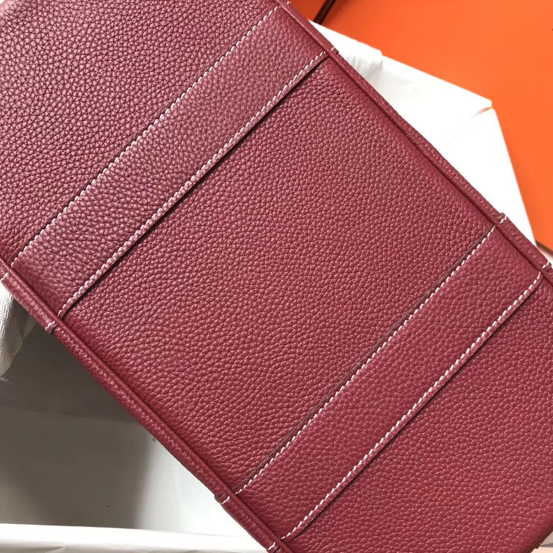 H**mes garden party 30 bag in bordeaux clemence calfskin