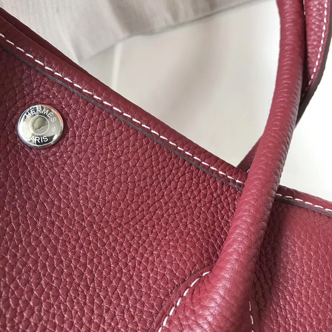 H**mes garden party 30 bag in bordeaux clemence calfskin