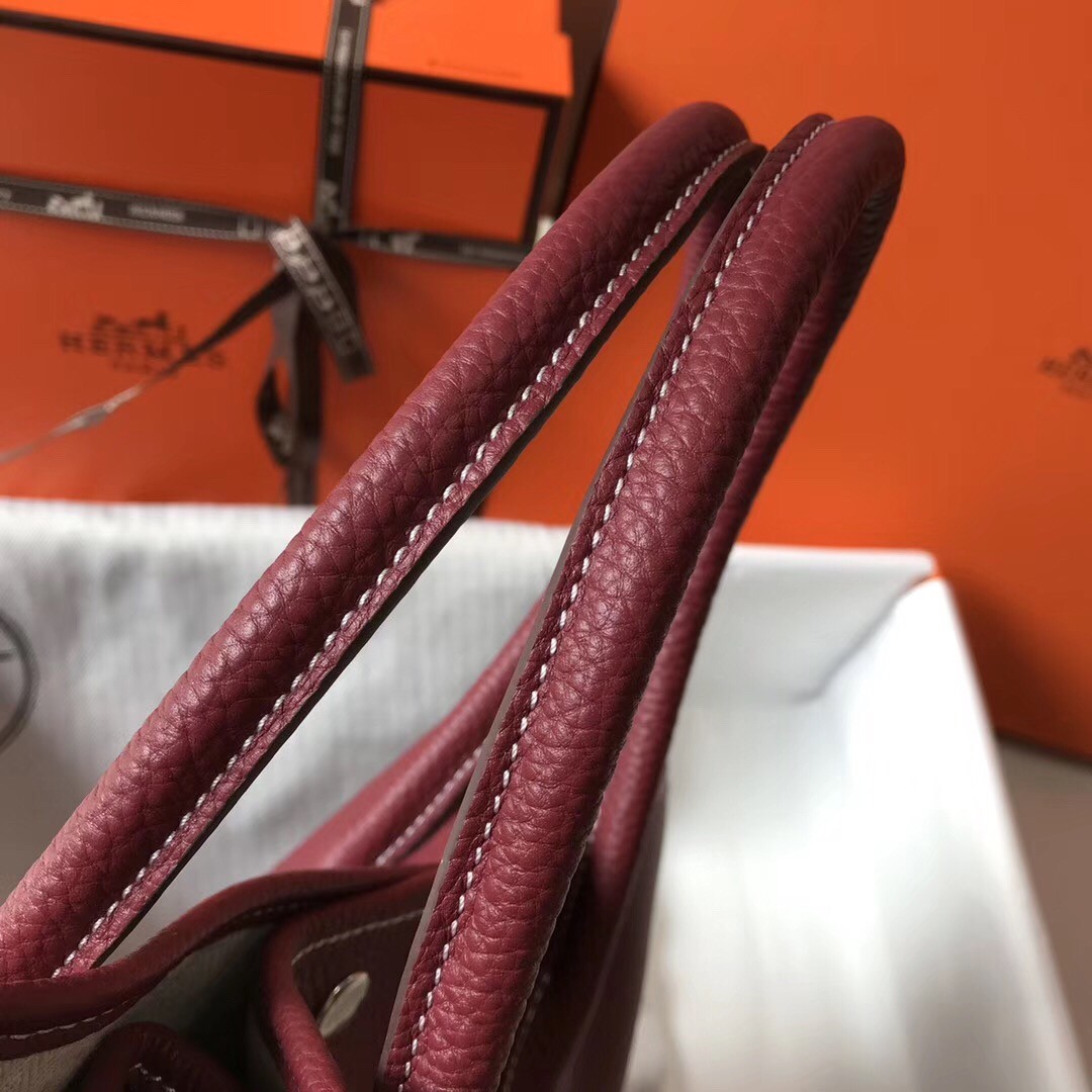 H**mes garden party 30 bag in bordeaux clemence calfskin