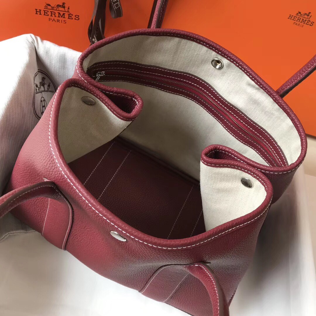 H**mes garden party 30 bag in bordeaux clemence calfskin