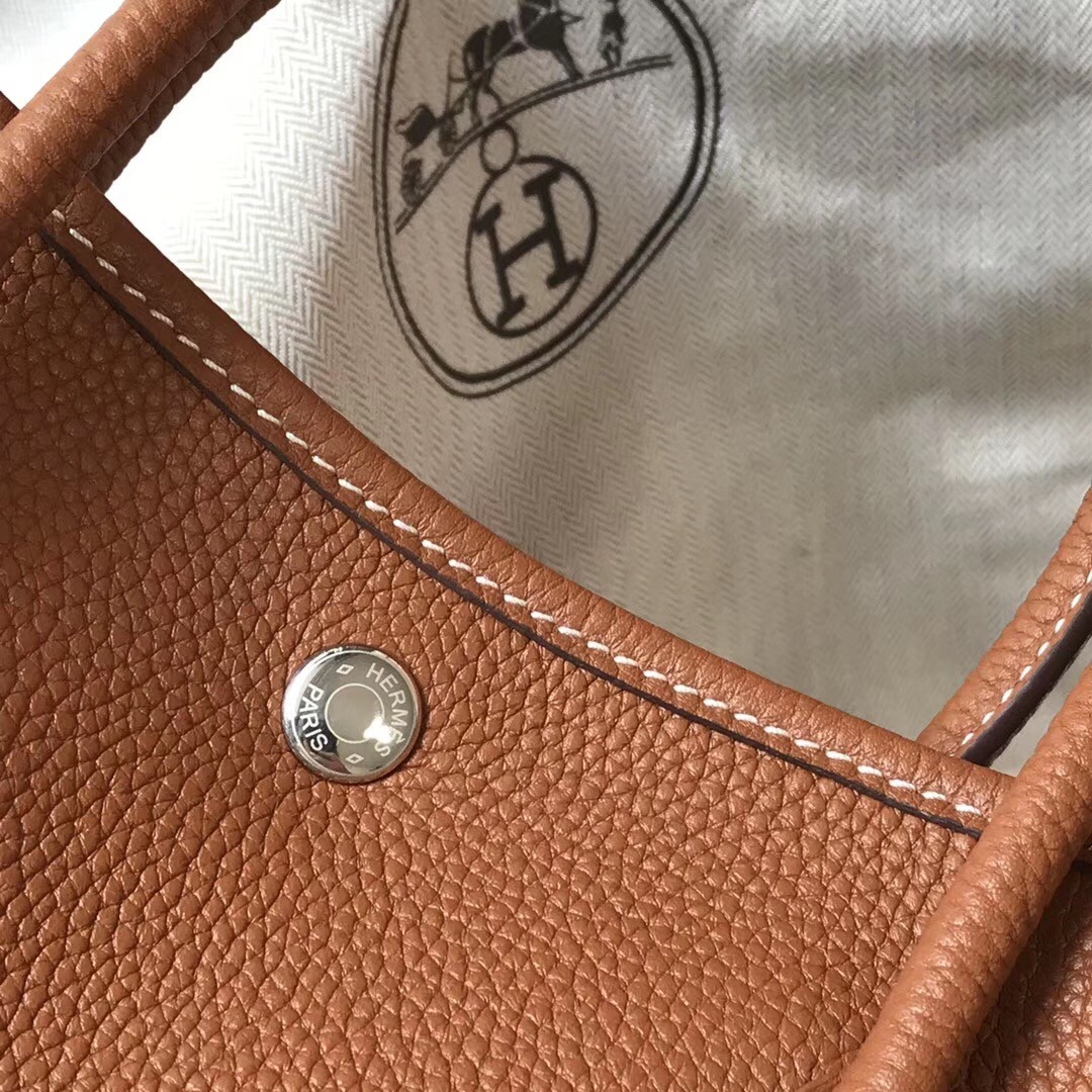 H**mes garden party 30 bag in gold clemence calfskin