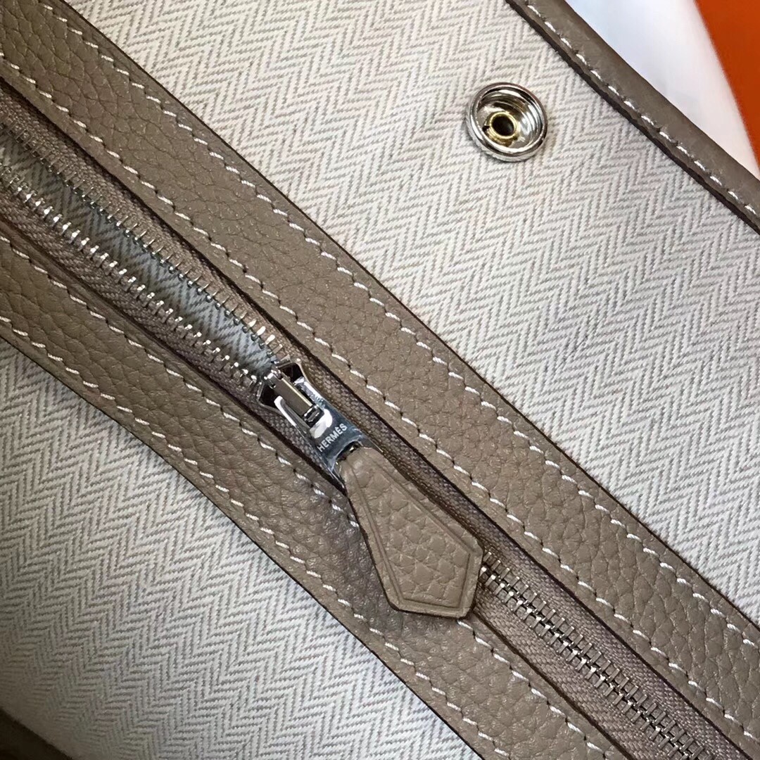 H**mes garden party 30 bag in grey clemence calfskin