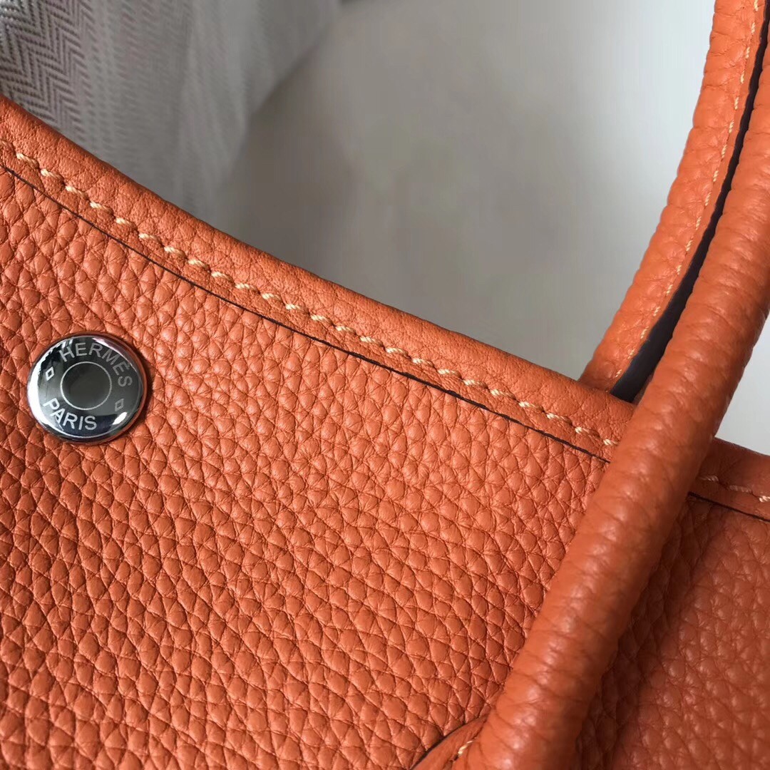 H**mes garden party 30 bag in orange clemence calfskin