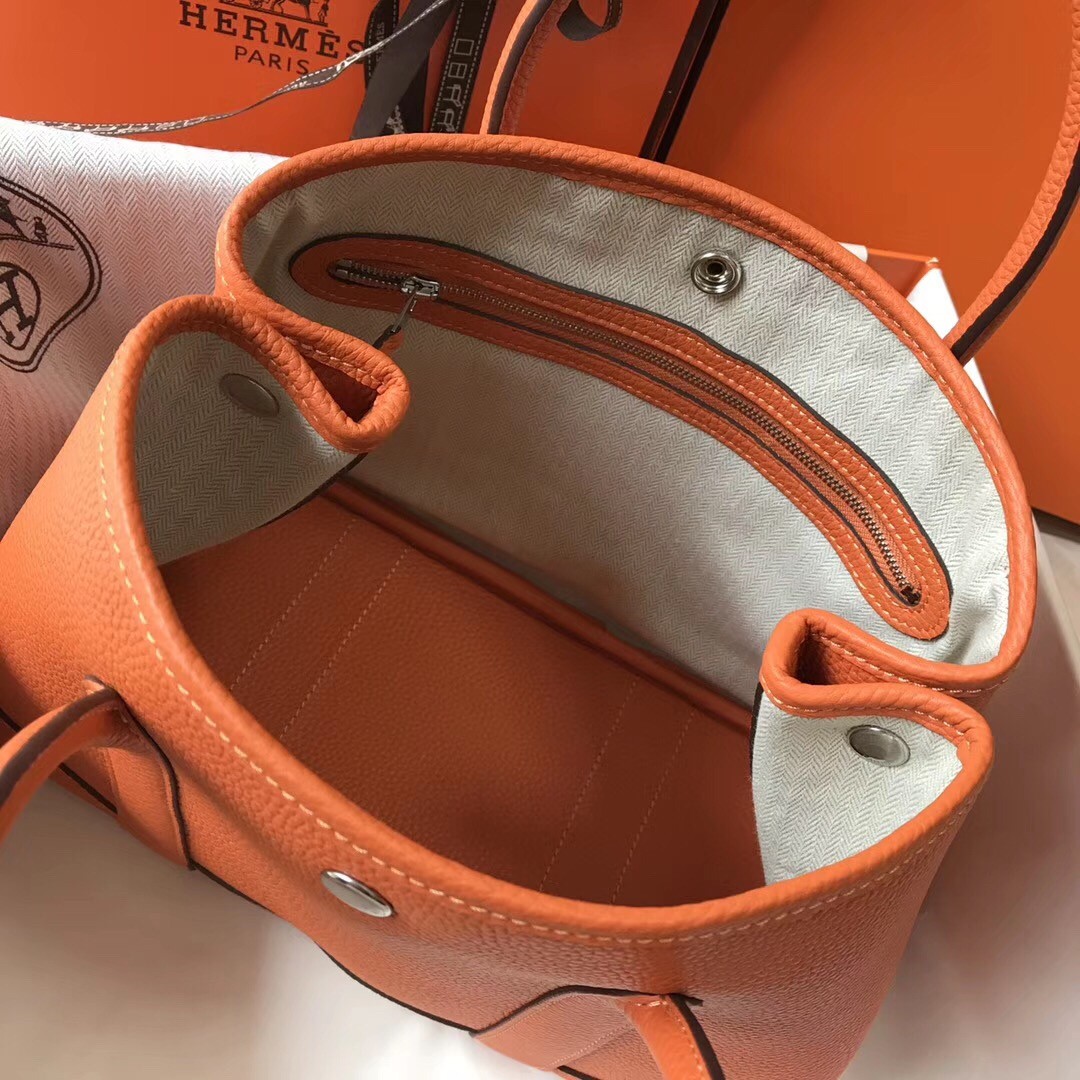 H**mes garden party 30 bag in orange clemence calfskin