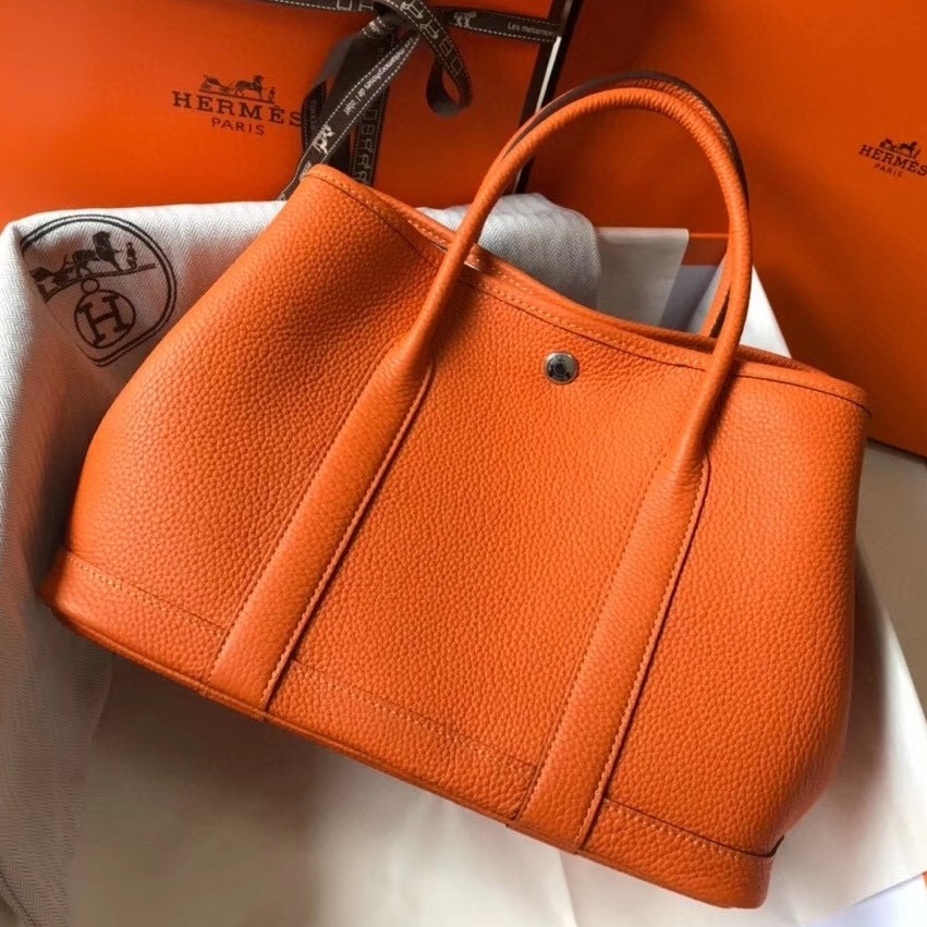 H**mes garden party 30 bag in orange clemence calfskin