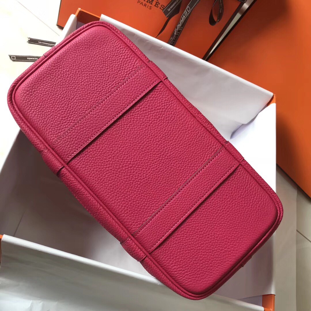 H**mes garden party 30 bag in rose red clemence calfskin