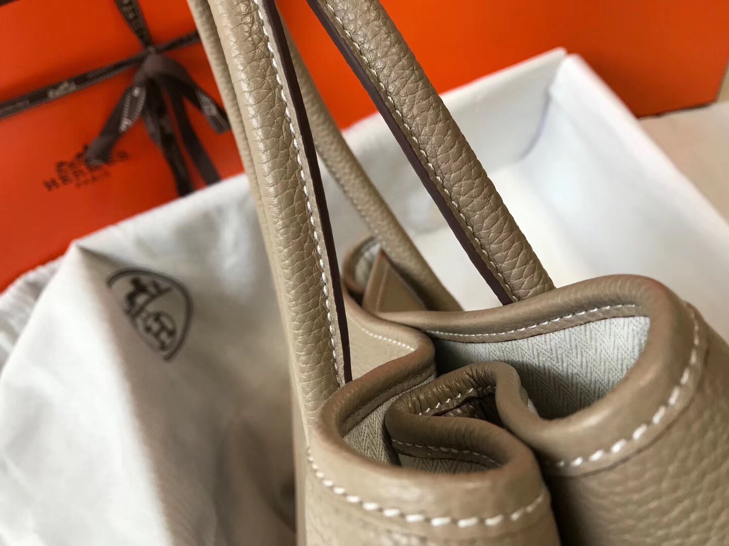 H**mes garden party 36 bag in grey clemence calfskin