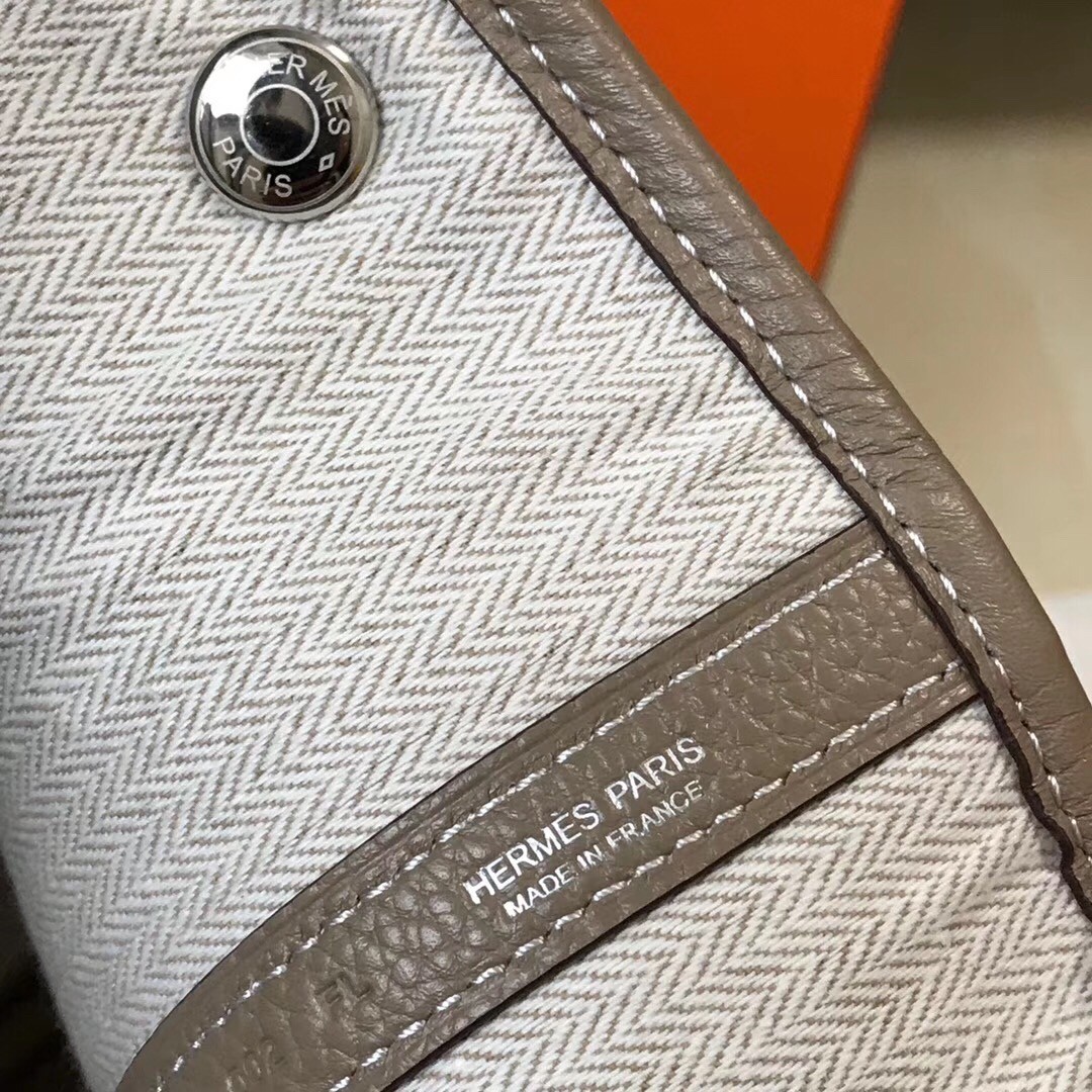 H**mes garden party 36 bag in grey clemence calfskin