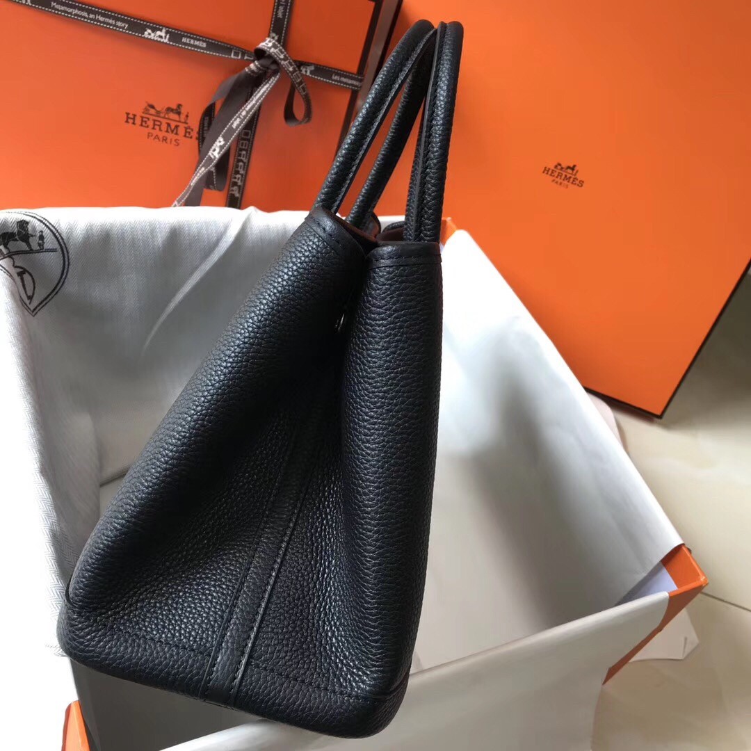 H**mes garden party 36 bag in black clemence calfskin