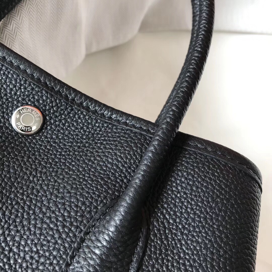 H**mes garden party 36 bag in black clemence calfskin