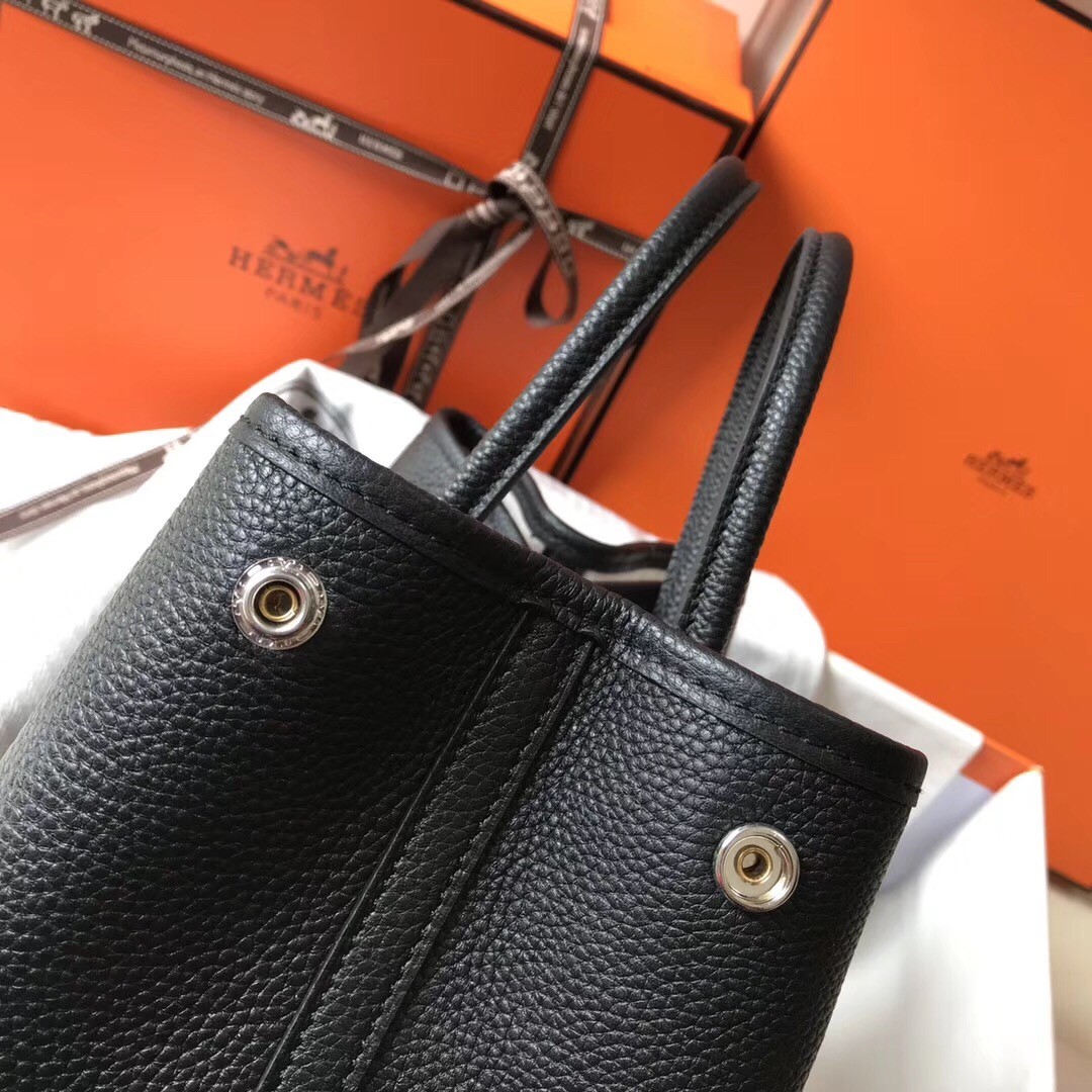H**mes garden party 36 bag in black clemence calfskin